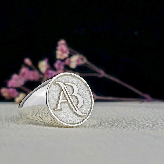 Personalized Signet Monogram Ring with Custom Initials for Men And Women
