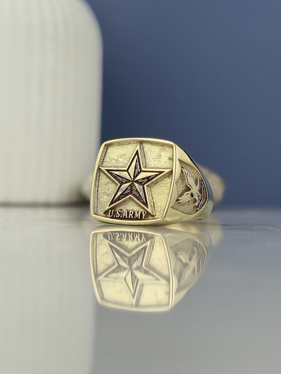 Gold Plated U.S. Army Ring: Sterling Silver Patriotic Signet