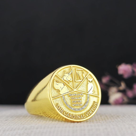 Cardinal Virtues Ring: Stoic Gold Vermeil Custom Ring