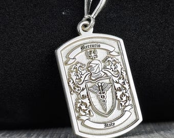 Personalized Family Crest Necklace | 925 Sterling Silver Coat of Arms Pendant | Heritage & Legacy Jewelry