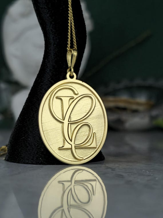 Custom Gold Monogram Necklace | Personalized Oval Initial Pendant | Handmade Letter Jewelry Gift for Her Him | Elegant Minimalist Alphabet