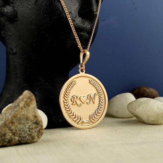 Personalized Rose Gold Initial Necklace: Sterling Silver Monogram Pendant