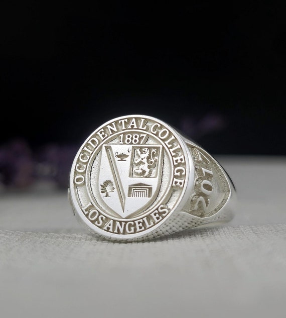 Custom College Crest Signet Ring – Sterling Silver Graduation Gift