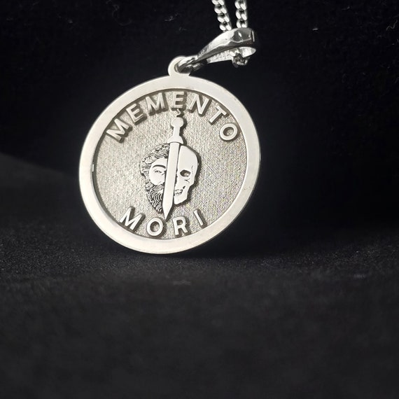 Personalized Memento Mori Skull Pendant: Stoic Amor Fati Silver Necklace