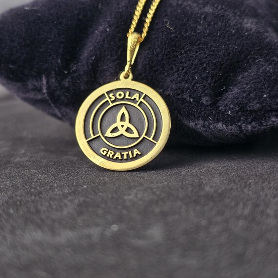 Gold Vermeil Trinity Knot Pendant: Handmade Sola Gratia Necklace