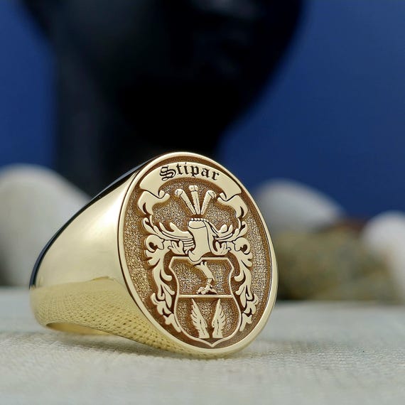 Custom Family Crest Signet Ring: Engraved Sterling Silver Heirloom