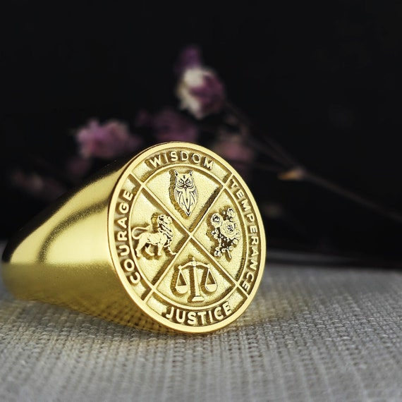 Virtues Ring: Stoic Wisdom, Justice, Courage, Temperance