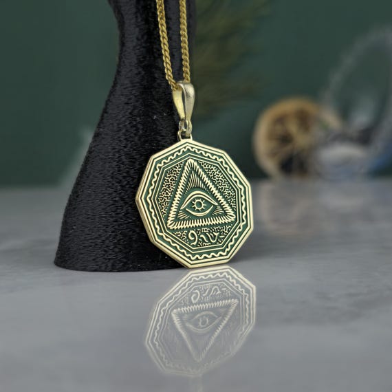 Gold Plated Sterling Silver All Seeing Eye Pendant - Handmade Esoteric Amulet