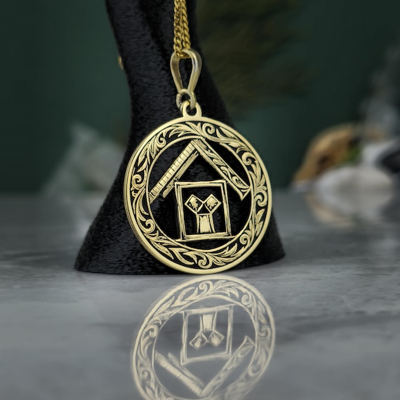 Masonic Pendant Necklace • Gold Plated 925 Sterling Silver Freemason Jewelry • Square and Compass Symbol Necklace for Men & Women