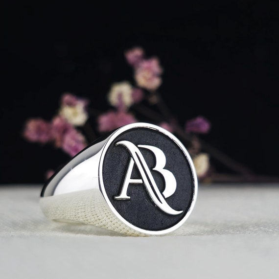Personalized Signet Monogram Ring with Custom Initials for Men And Women