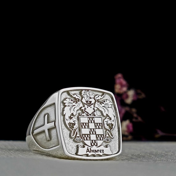 Custom Family Crest Ring: Personalized Coat of Arms, Silver or Gold
