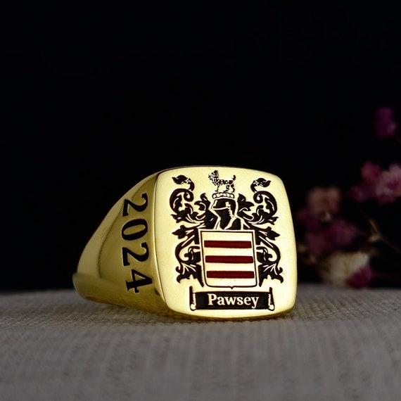 Family Crest Ring: Personalized Gold & Silver Coat of Arms