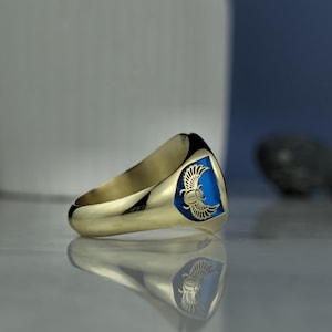 A symbol of wisdom and spiritual passage, this Anubis-themed ring brings together ancient Egyptian belief and artisan jewelry. Handcrafted in Turkey with high-quality 925 sterling silver and gold plating, it features intricate enamel work and symbolism rooted in the afterlife rituals of Egypt. Whether worn for its cultural meaning or its bold visual impact, this ring offers durability, elegance, and a connection to ancient divinity.