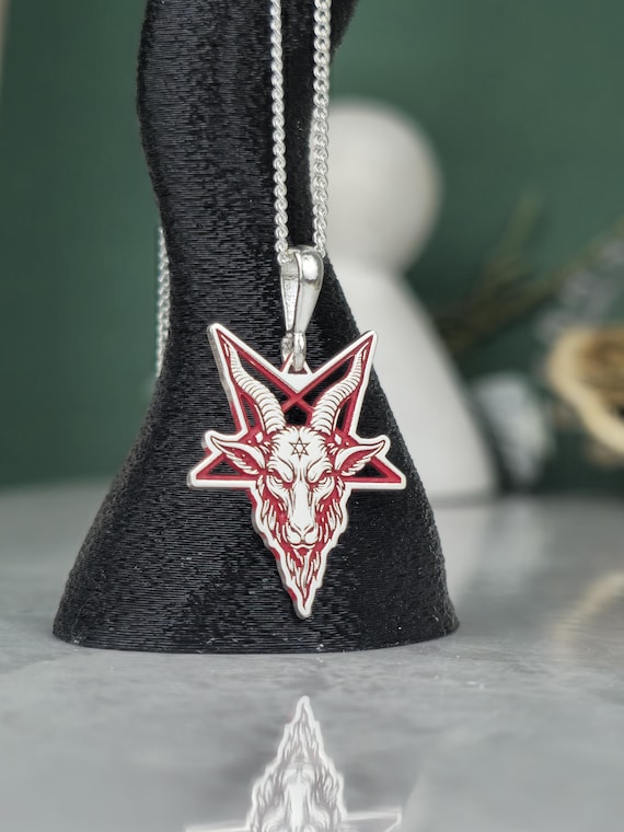 Sterling Silver Baphomet Necklace | Pentagram Goat Head Pendant | Gothic Occult Pagan Jewelry | Handmade Mystical Gift for Her/Him