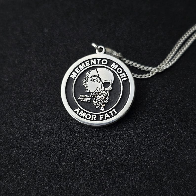 Personalized Memento Mori Skull Pendant: Stoic Amor Fati Silver ...