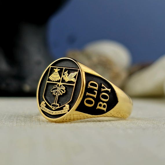 Custom Silver Family Crest Ring: Gold Vermeil Graduation Signet