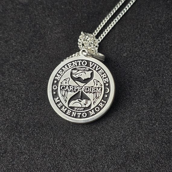 925K Silver Memento Vivere Necklace: Stoic Amor Fati Pendant