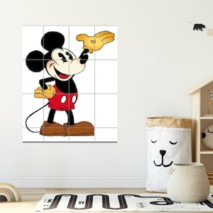 Mickey Digital Poster Pixel art Mickey Mouse Kids Printable Wall Art, PDF Digital Download Pixelated Wall art Large Poster Home Office Decor