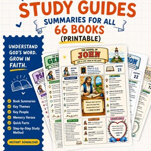 Guías de estudio bíblico: Resúmenes de los 66 libros (para imprimir)