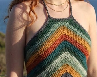 Crochet Halter Top Pattern PDF | Summer Crop Top Crochet Pattern | Backless Tie Top | Beginner Friendly Boho Top .