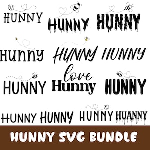 Hunny SVG Bundle | Cute Bear Honey Pot Svg | Pooh Inspired Clipart | PNG DXF Cut Files for Cricut Silhouette | Digital Download