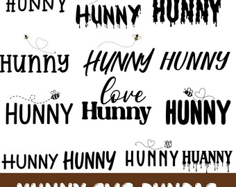 Hunny SVG Bundle | Cute Bear Honey Pot Svg | Pooh Inspired Clipart | PNG DXF Cut Files for Cricut Silhouette | Digital Download