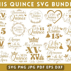 Mon pack SVG de coing | Quinceanera SVG Png pour Cricut | Clipart du 15e anniversaire | Fille Latine SVG | Décoration de fête de coing, téléchargement instantané.