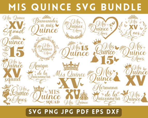 Mis Quince SVG Bundle | Quinceañera SVG Png for Cricut | 15th Birthday Clipart | Latina Girl SVG | Quince Party Decor,Instant Download.