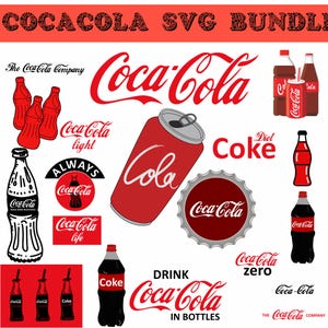 Paquete svg de Coca-Cola, arte inspirado en Coca-Cola, beber svg, Coca Cola svg png, svg cocacola, pegatina, coca cola png, archivo cricut digital, png