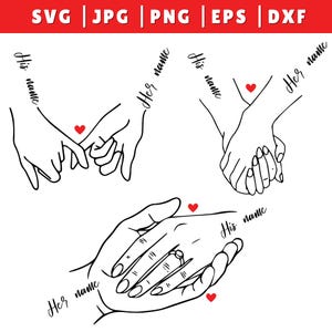 Personalized Holding Hands SVG | Custom Couple Hands SVG | Valentine Love SVG | Anniversary Gift Cricut File