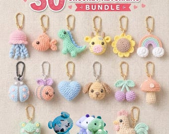 30 Crochet Keychain Patterns Bundle PDF | Amigurumi Keychains, Cute Animal Crochet Patterns, Beginner Friendly, Instant Download.