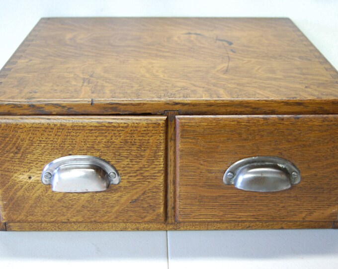 Vintage 2 Drawer Oak Card File Etsy
