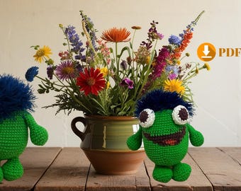 Virkat Amigurumi Monstermönster PDF – Söt Grön Leksaksdocka – Enkelt Amigurumi Virkmönster Nedladdning