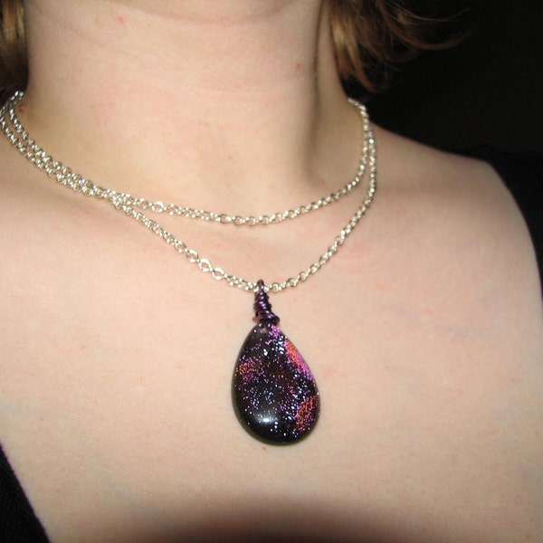 SALE...Dichroic Glass Layered Chain Necklace