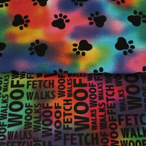 Dog Words or paws - rainbow - Dog bandanas, Poop Bag Holder, Treat Bag