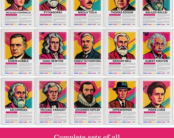 Scientists Portrait Prints, STEM Classroom Art (25 JPEG) Digital Download - PART 1