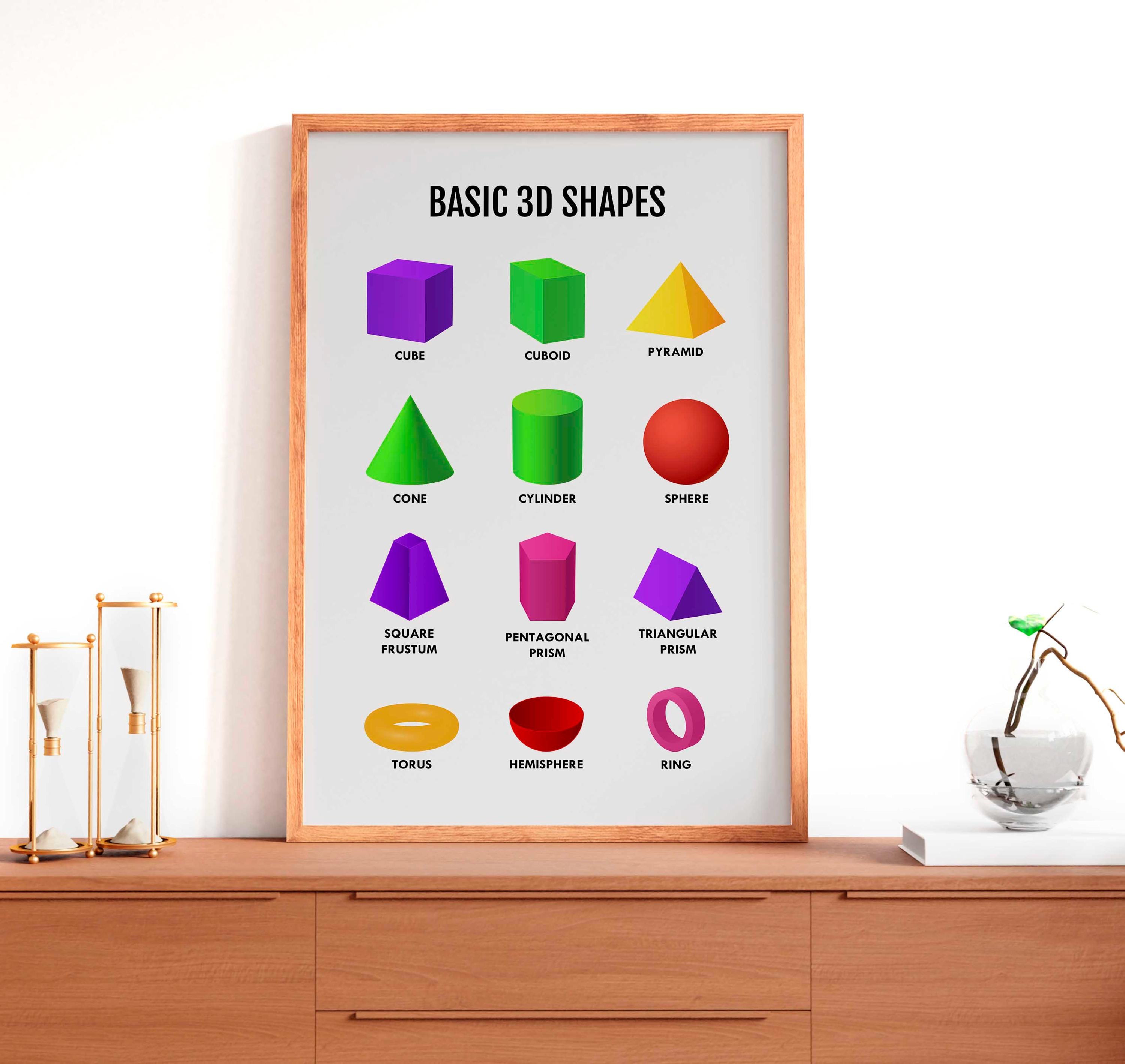 3D Shapes Math Poster Set: Classroom & Kids Decor (digital Download ...
