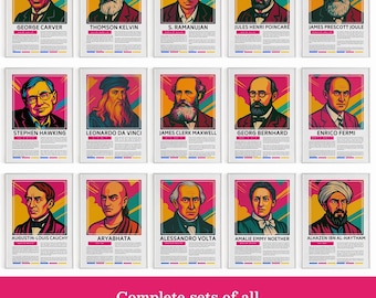 Scientists Portrait Prints, STEM Classroom Art (25 JPEG) Digital Download - PART 2
