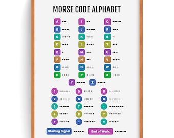 Morse Code Alphabet Chart: Educational Kid Room Decor (Digital Download)
