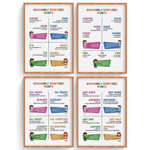 Sound-Alike Words, Commonly Confused words, English Learning, English Homophones, English Vocabulary, English Printables (12 Jpeg Files)