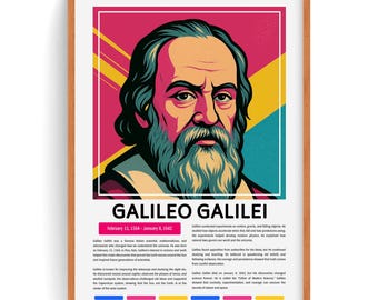 Galileo Galilei, STEM Classroom Art, Digital Download