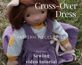 Cross Over Doll Dress PDF, Pattern Pieces Only, Sewing Video Tutorial, Doll Clothing Pattern
