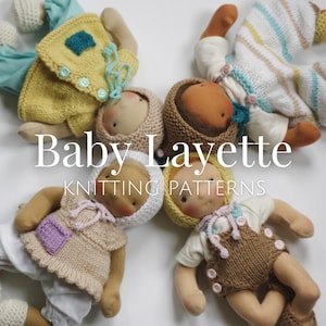 Doll Baby Layette | Knitting Pattern | Doll Clothing | waldorf doll clothes | doll knitting pattern | 5 patterns included.