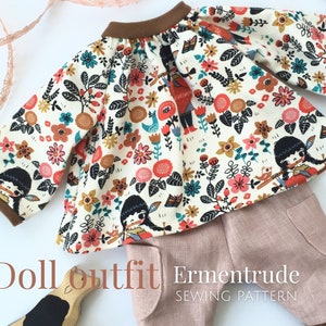 Doll clothing sewing pattern, DIY doll clothes, tutorial for sewing doll clothing, sewing for dolls, Ermentrude Pattern by Fig and Me.