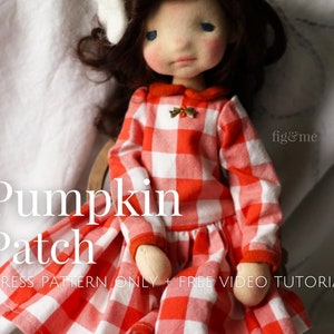 Pumpkin Patch Doll Dress PDF, Pattern Pieces Only, Sewing Video Tutorial, Doll Clothing Pattern For Waldorf Inspired Dolls