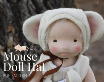 Doll Hat Pattern | Waldorf Doll Clothing | Doll Clothing Sewing Pattern | DIY Doll Clothing | Fig and Me Mouseling Hat | Doll Bonnet Pattern