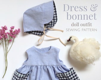 Doll clothing sewing pattern, DIY doll clothes, PDF tutorial for sewing doll clothing, Little Tammy Pattern by Fig and Me.