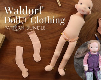 Waldorf Inspired Doll Pattern | Natural Fiber Art Doll | PDF Tutorial | Little Penny + Clothing Pattern Bundle by Fig and Me | Doll Making