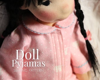 JimJams, Doll Clothing Sewing Pattern, by Fig and Me. PDF Instant Download, set of pyjamas for your waldorf doll.