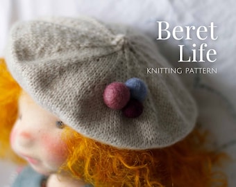 Knit Doll Hat Beret Life | Knitting Pattern | PDF Download | Doll Clothing | Waldorf Doll Clothes | Doll Accessories